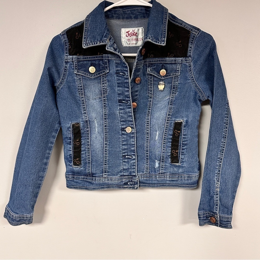 Harry Potter Fans! Harry Potter fabric on an Upcycled Justice Denim Jacket, 12